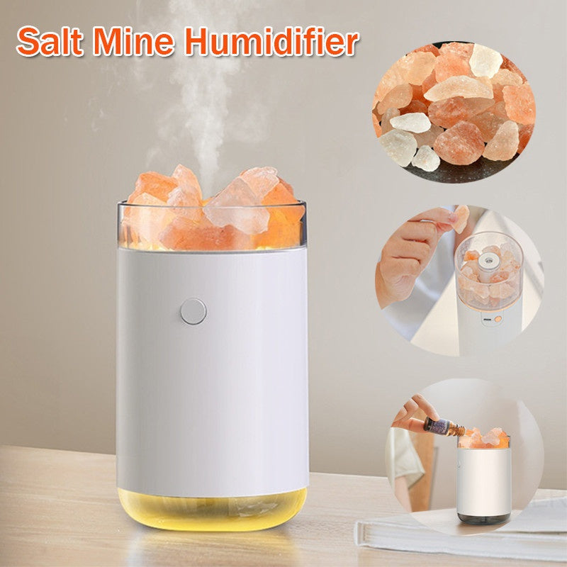 Restful Rays Himalayan Salt Cool-Mist Aromatherapy Diffuse and Humidifier with LED